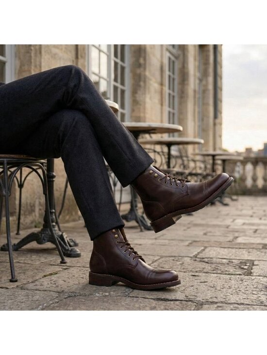 Men\'s Brown Casual Leather Dress Lace Up Ankle Boots Slip on Chukka Boots main image 5